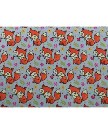 Foxes Polycotton Print, Silver