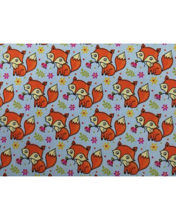 Foxes Polycotton Print, Sky