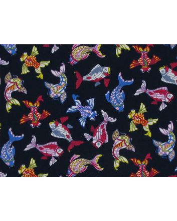 Funky Fish Cotton Poplin Print, Navy