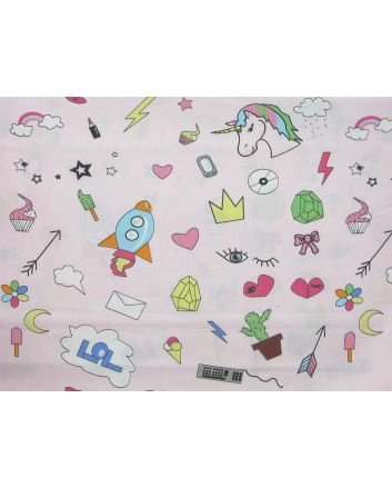Funtime Doodle Cotton Print, Pink
