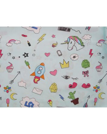 Funtime Doodle Cotton Print, Sky