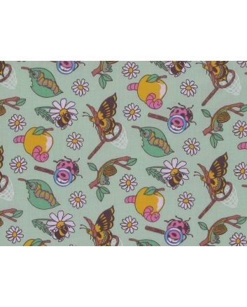 Garden Bugs Polycotton Print, Mint