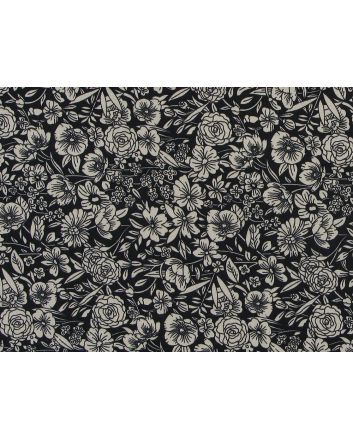 Garden Doodle Cotton Poplin Print, Black