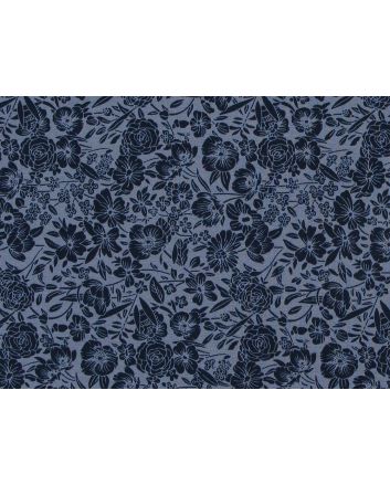 Garden Doodle Cotton Poplin Print, Denim
