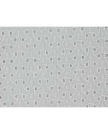 Geo Weave Scalloped Edge Embroidered Anglaise, White