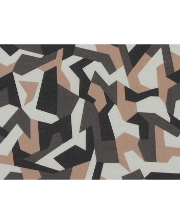 Geometric Camouflage Cotton Poplin Print, Brown
