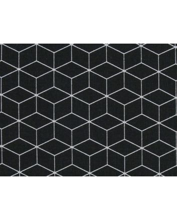 Geometric Cube Cotton Print, Black