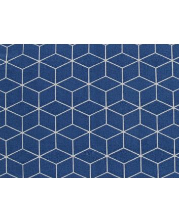 Geometric Cube Cotton Print, Cobalt