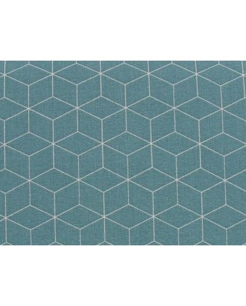 Geometric Cube Cotton Print, Teal
