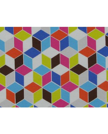 Geometric Cuboid Cotton Poplin Print, Blue