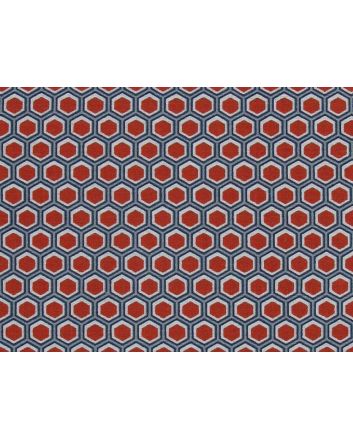 Geometric Honeycomb Cotton Print, Red