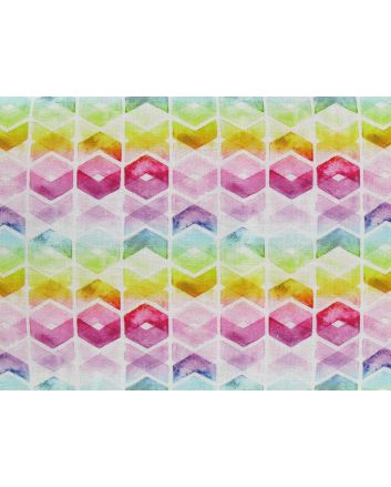 Geometric Rainbow Printed Linen Blend