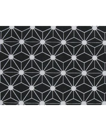 Geometric Rose Cotton Print, Black