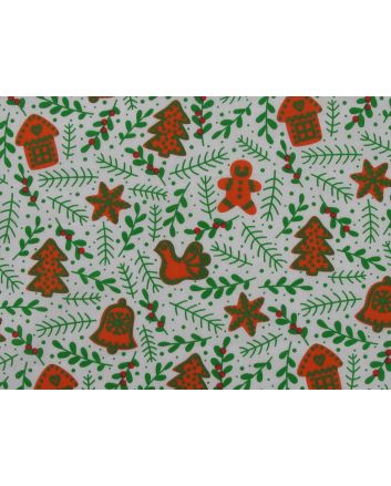 Gingerbread Christmas Polycotton Print, White