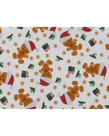 Gingerbread Santa Presents Polycotton Print