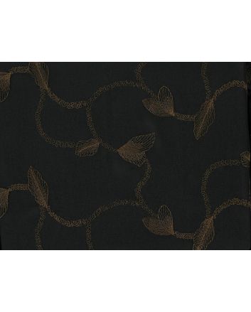 Gold Leaf Chain Scalloped Edge Embroidered Crepe, Black