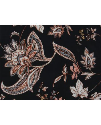 Gold Rose Paisley  Printed Georgette, Navy
