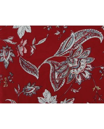 Gold Rose Paisley Printed Georgette, Red