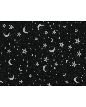 Goodnight Sky Polycotton Print, Black