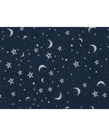 Goodnight Sky Polycotton Print, Navy