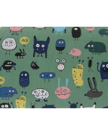 Gremlins in Charge Cotton Print, Green