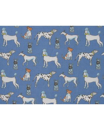 Groomed Dogs Polycotton Print, Blue