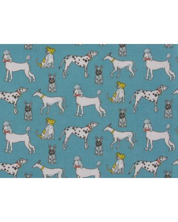 Groomed Dogs Polycotton Print, Turquoise