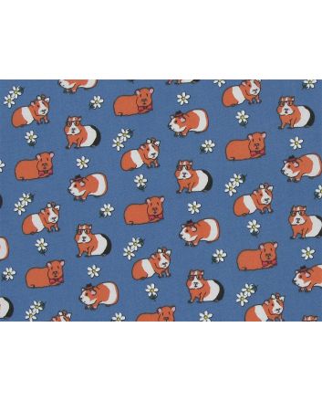 Guinea Pig Daisy Polycotton Print, Blue