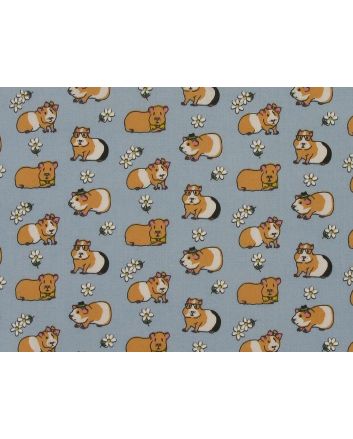 Guinea Pig Daisy Polycotton Print, Sky