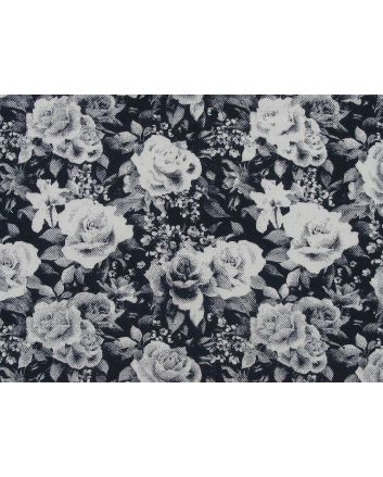 Halftone Rose Cotton Poplin Print, Navy