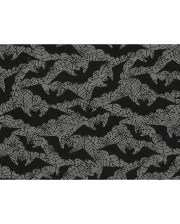 Halloween Bat Web Polycotton Print, Grey