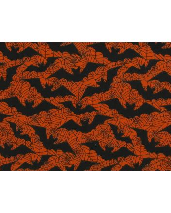Halloween Bat Web Polycotton Print, Orange