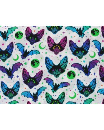 Halloween Neon Bats Cotton Print