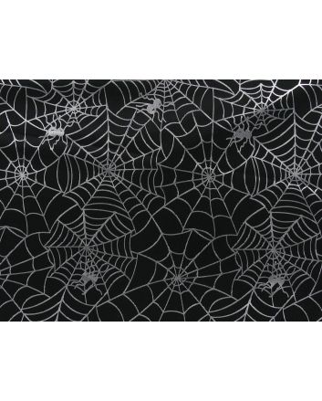 Halloween Polyester Foil Knit, Spiders Web