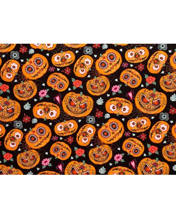 Halloween Pumpkin Face Cotton Print