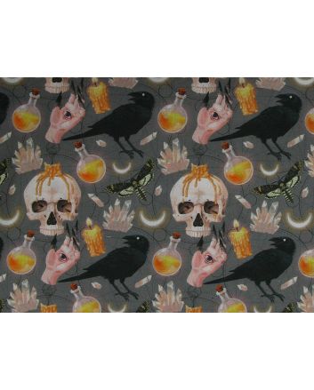 Halloween Raven Sorcery Cotton Print