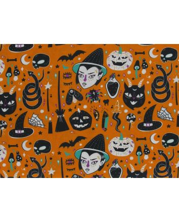 Halloween Witches Sketch Cotton Print