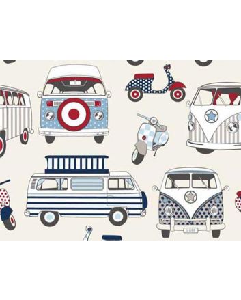 Happy Campers Cotton Print, Nautical