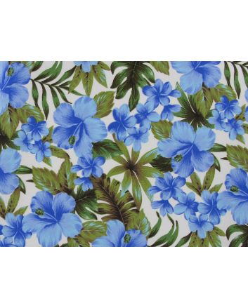 Hawaii Hibiscus Cotton Poplin Print, Blue