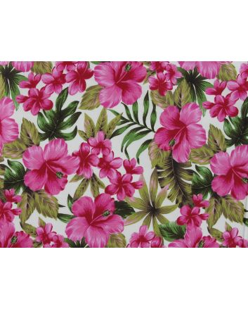 Hawaii Hibiscus Cotton Poplin Print, Cerise