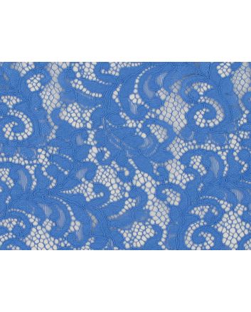 Heavy Corded Floral Lace with Double Scallop Edge, Capri Blue