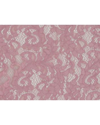 Heavy Corded Floral Lace with Double Scallop Edge, Winter Pink