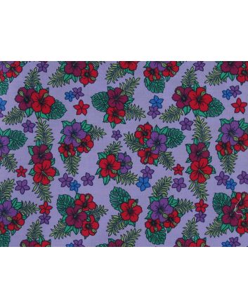 Hibiscus Bunch Cotton Poplin, Lilac