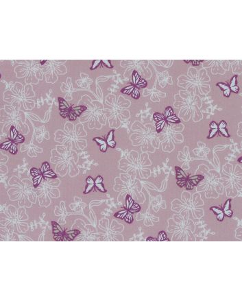 Hibiscus Polycotton Butterfly, Dusky Pink