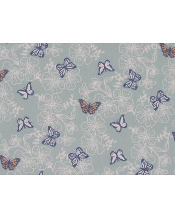 Hibiscus Polycotton Butterfly, Powder Blue