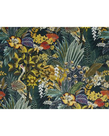 Hidden Paradise Printed Velvet, Emerald