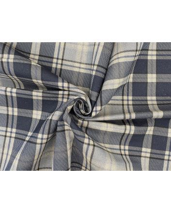 Highland Check Cotton Rich Panama, Denim