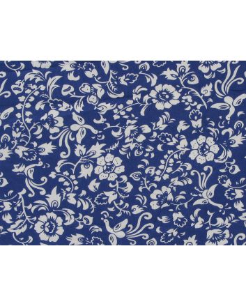 Honeysuckle Bird Silhouette Cotton Poplin Print, Blue