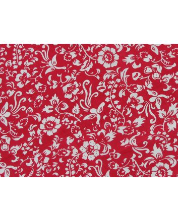 Honeysuckle Bird Silhouette Cotton Poplin Print, Red
