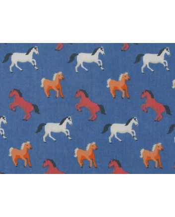 Horses Gallop Polycotton Print, Blue